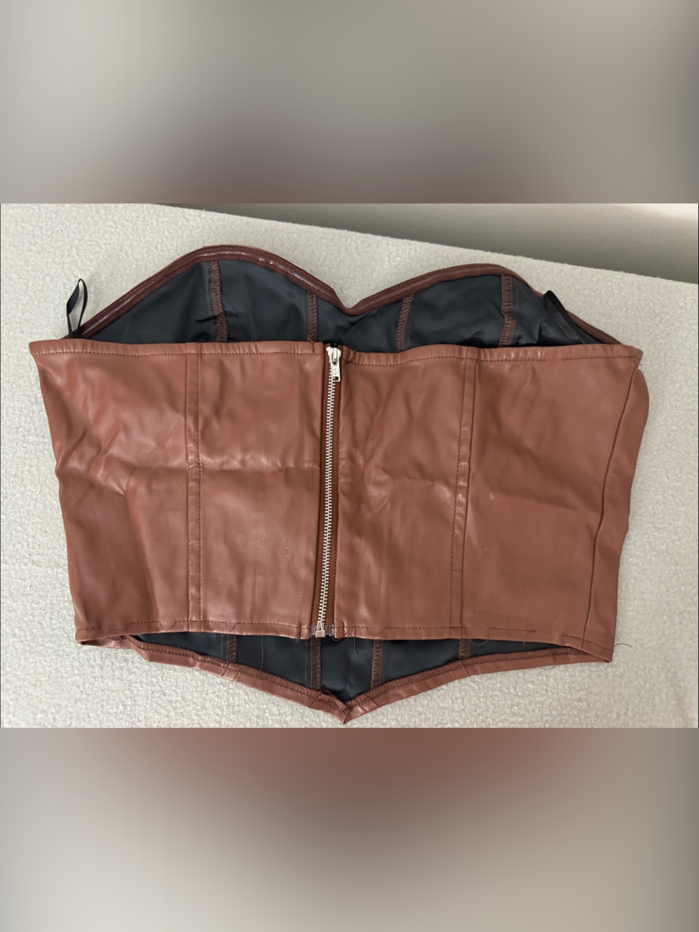 SHEIN Brown faux leather corset NWT size medium - Picture 4 of 6